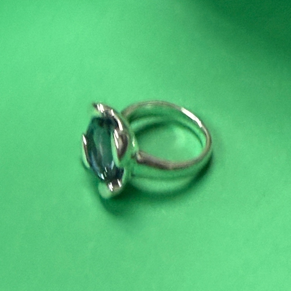 Sterling silver-plated ring with blue crystal - Picture 7 of 9